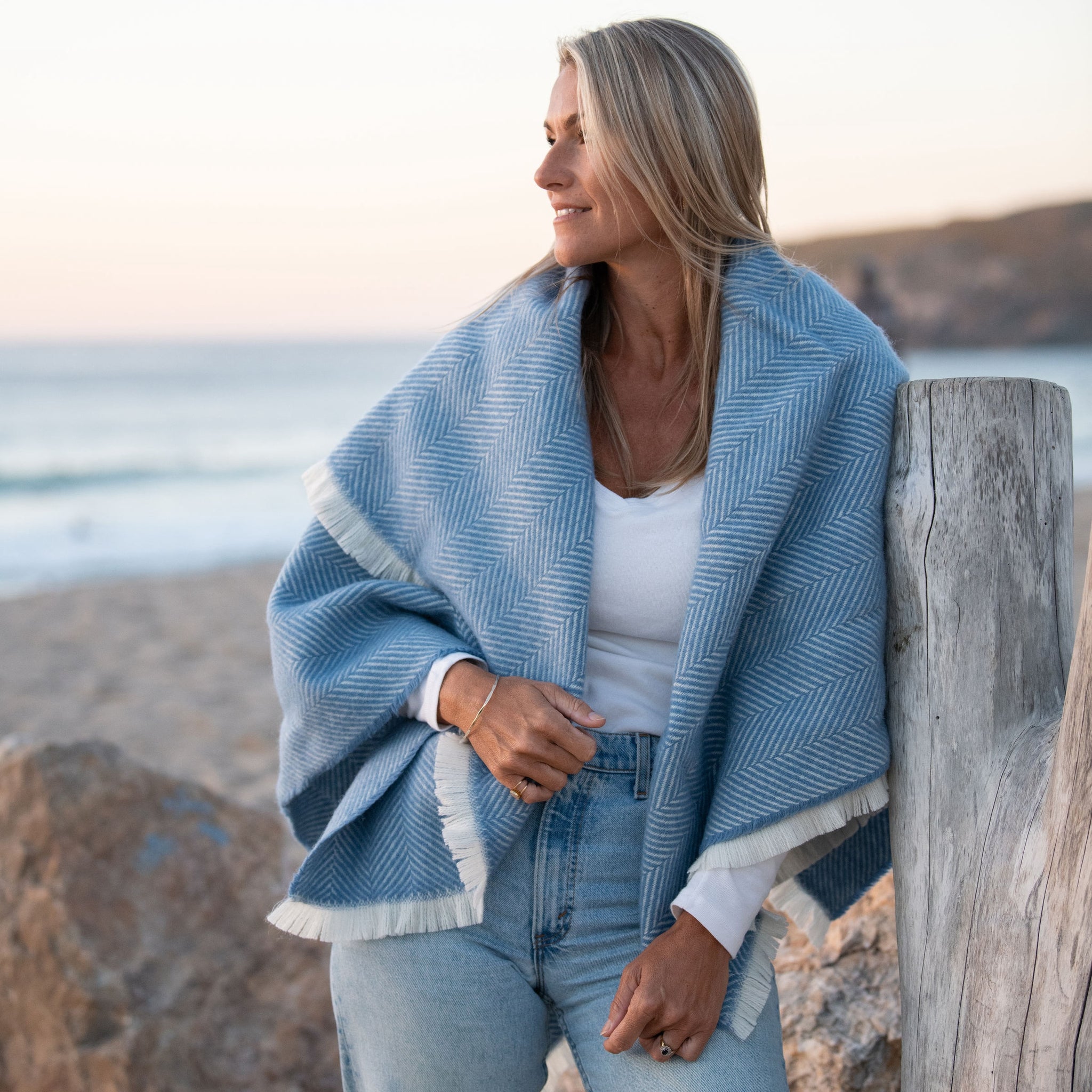 Dusk Blue Upcycled Wool Blanket